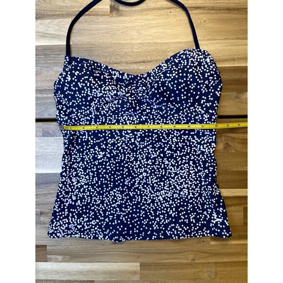 Speedo Swimsuit Tanktini Bikini Halter Top Blue White Polka Dot Size 32 Small - Picture 5 of 7